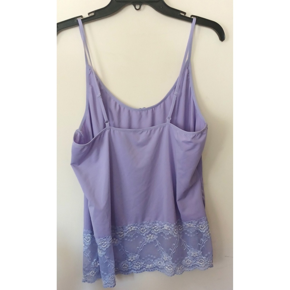 PINK K Camisole Cami Top Women 2X Lavender Purple Lace Trim Bow Adjustable Strap